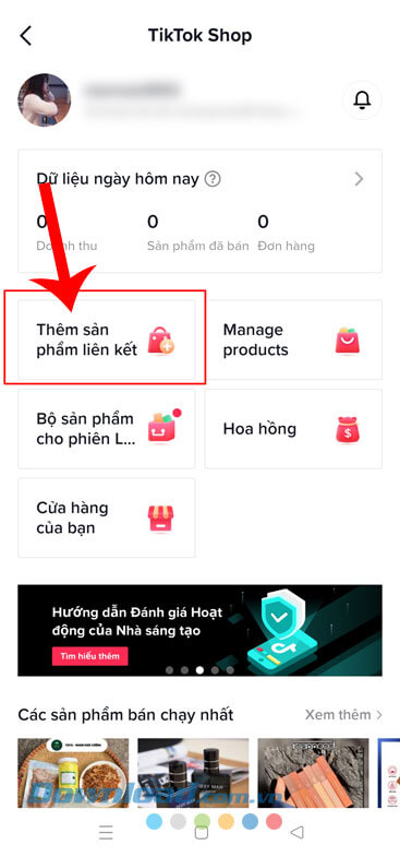 Nhấn vào mục Thêm sản phẩm liên kết