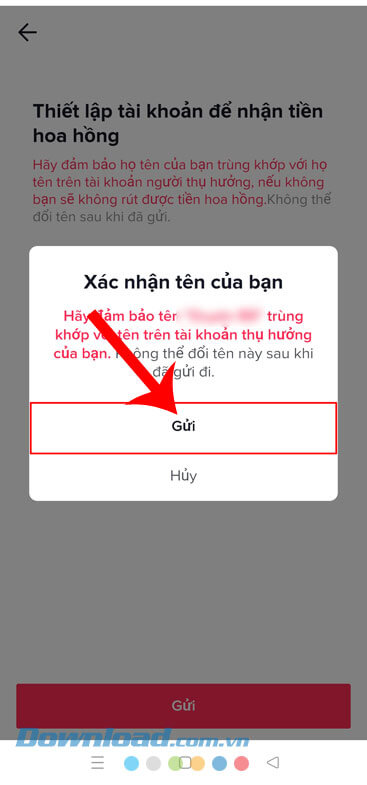 Tiếp tục ấn vào nút Gửi