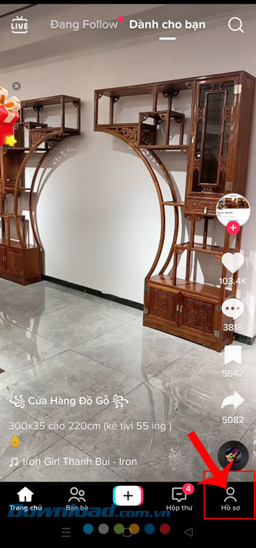  Ấn vào biểu tượng tài khoản