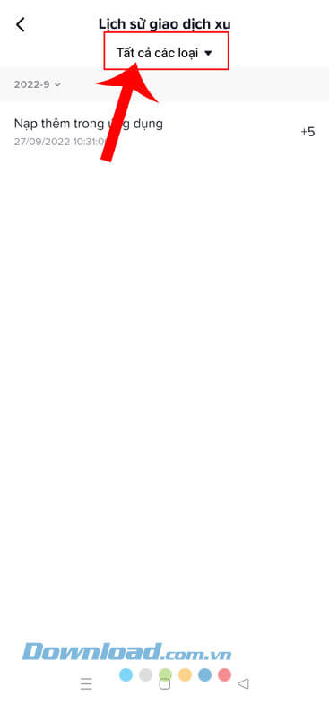 Ấn vào mục Tất cả các loại