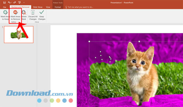 Nhấn vào mục Mark Areas to Remove > Chọn các vùng muốn bỏ trong ảnh