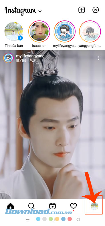 Nhấn vào biểu tượng tài khoản