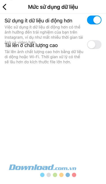 Đã bật Trình tiết kiệm dữ liệu trên Instagram