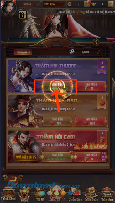 Nhấp chuột vào nút Thăm 1 lần