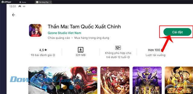 Nhấp chuột vào nút Cài đặt