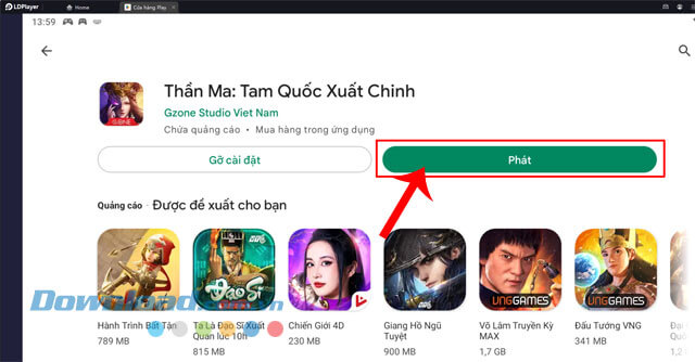 Nhấn vào nút Phát