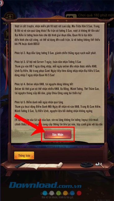 Nhấn vào nút Xác nhận