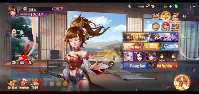 Ấn vào biểu tượng bức thư