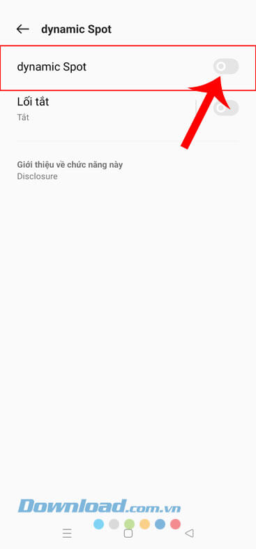 Bật công tắc tại mục dynamic Spot 