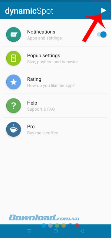 Nhấn vào biểu tượng nút Play