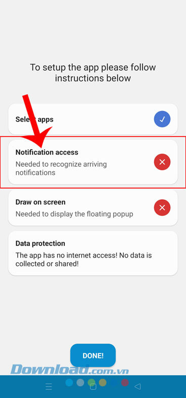 Ấn vào mục Notification access