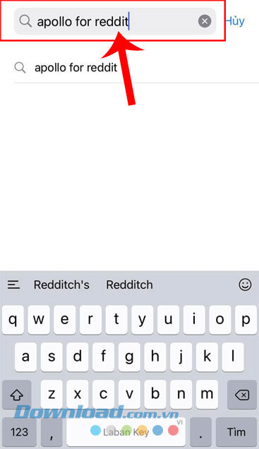 Nhập từ khóa “Apollo for Reddit”