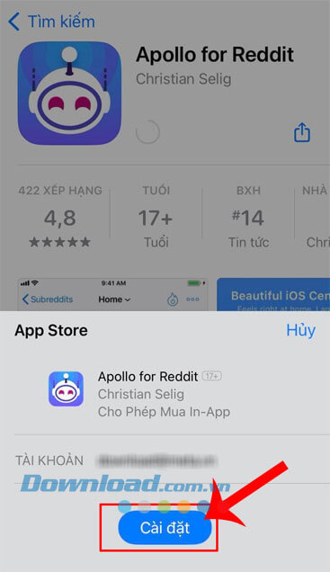 Ấn vào nút Cài đặt