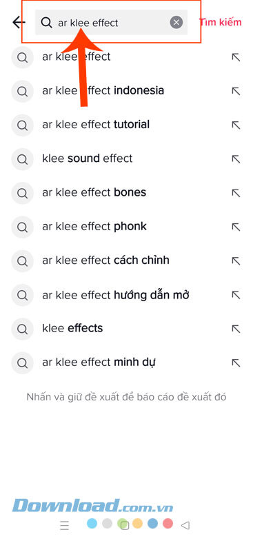 Nhập và tìm kiếm từ khóa “AR Klee effect”