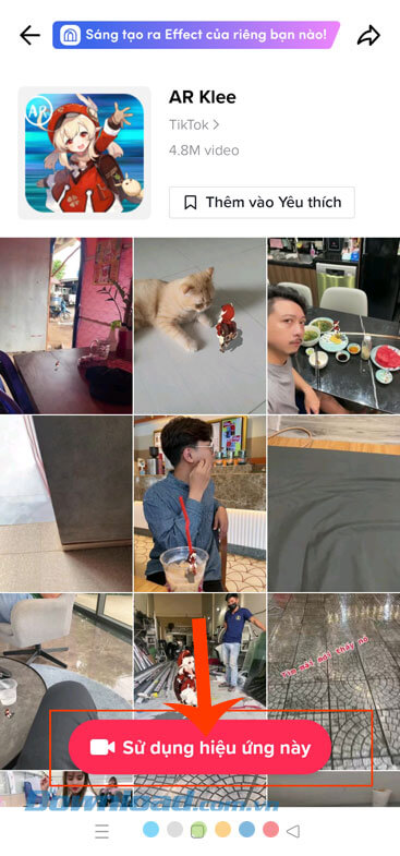 Nhấn vào nút Sử dụng hiệu ứng này