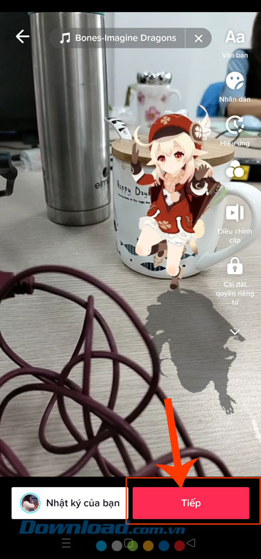 Chạm vào nút Tiếp