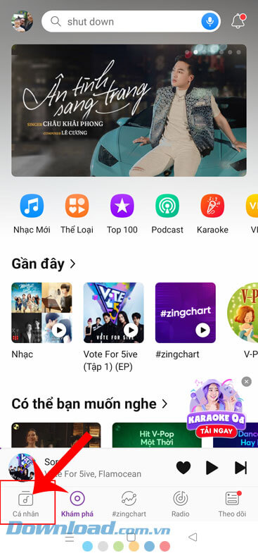 Ấn vào mục Cá nhân