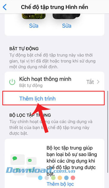 Ấn vào nút Thêm lịch trình