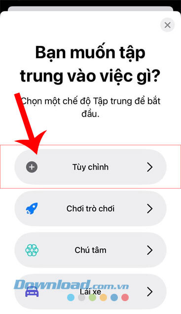  Nhấn vào nút Tùy chỉnh