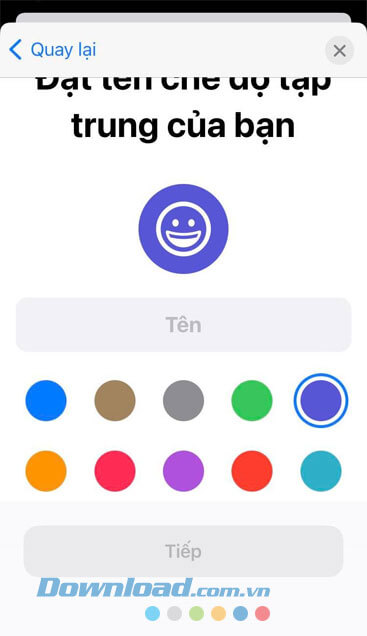 Đặt tên, biểu tượng, màu sắc của chế độ tập trun