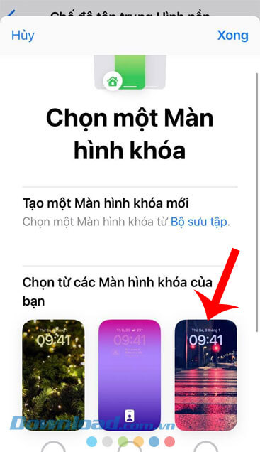  Nhấn vào nút Chọn ở phía bên dưới biểu tượng màn hình khóa 
