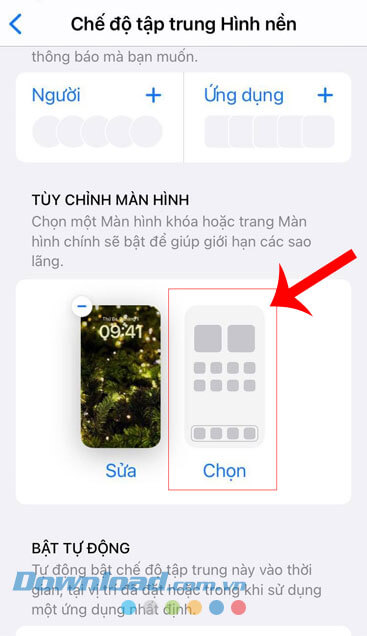 Chọn màn hình khóa 