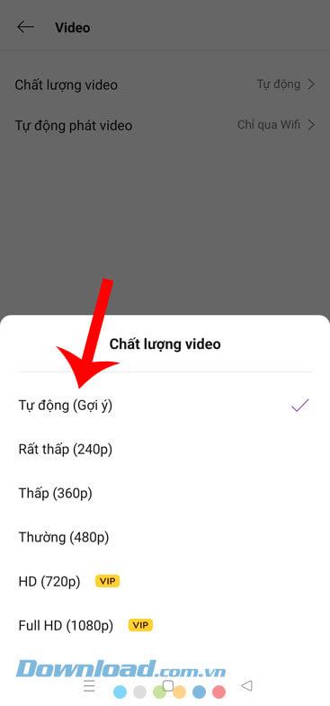 Lựa chọn chất lượng video