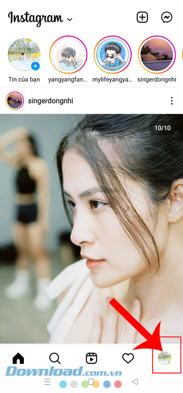 Chạm vào biểu tượng tài khoản