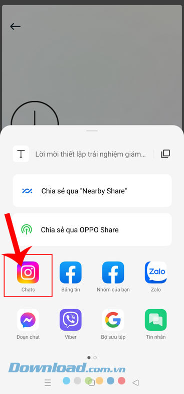 Chạm vào mục logo của tính năng Chat Instagram