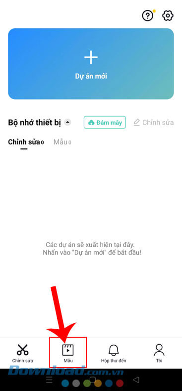 Ấn vào mục Mẫu