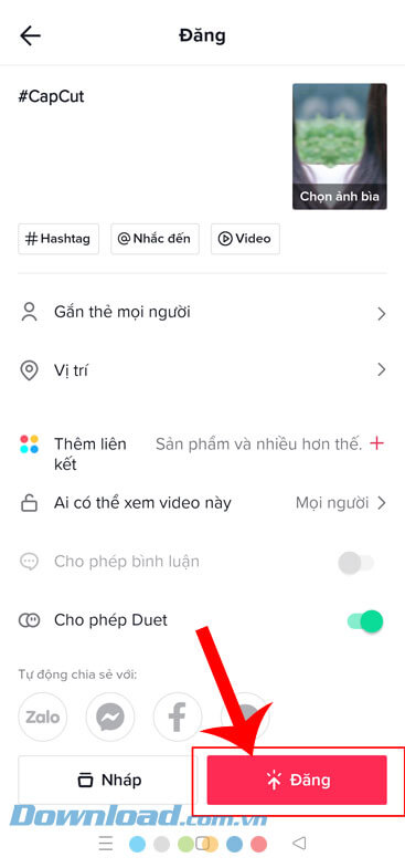 Ấn vào nút Đăng