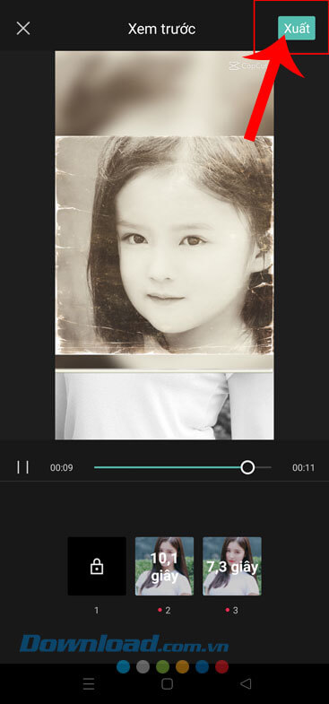 Nhấn vào nút Xuất