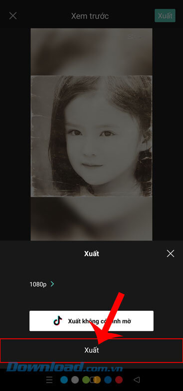 Tiếp tục ấn vào nút Xuất