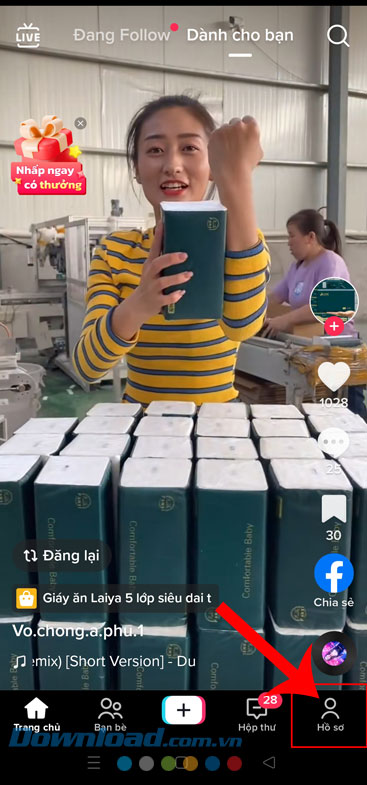  Ấn vào biểu tượng tài khoản