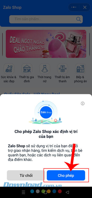 Ấn vào nút Cho phép