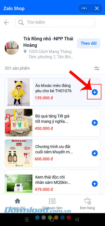 Chạm vào biểu tượng dấu “+” 