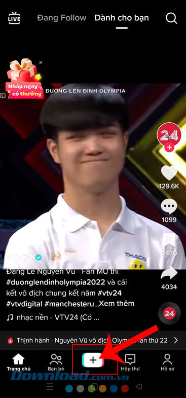 Ấn vào biểu tượng dấu “+”