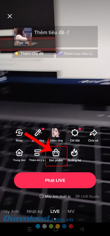 Nhấn vào nút Sản phẩm