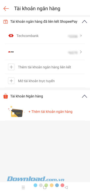 Đã liên kết tài khoản ngân hàng với Shopee thành công
