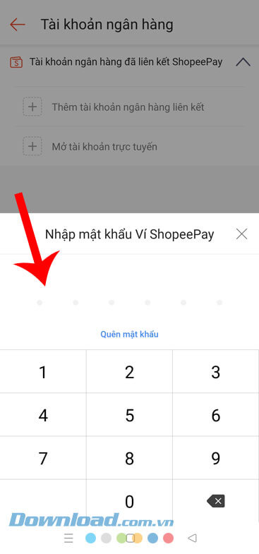 Nhập mật khẩu Ví ShopeePay