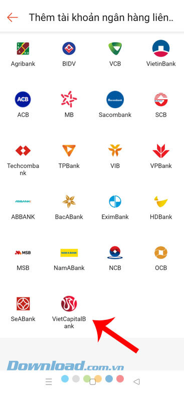 Lựa chọn ngân hàng liên kết