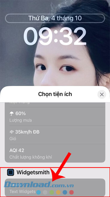 Chạm vào mục Widgetsmith