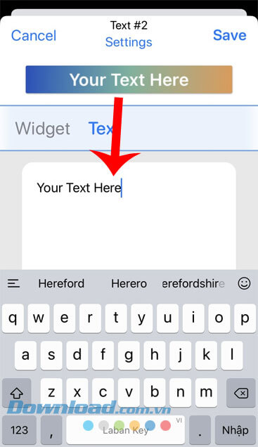 Nhập văn bản muốn hiện trên màn hình khóa