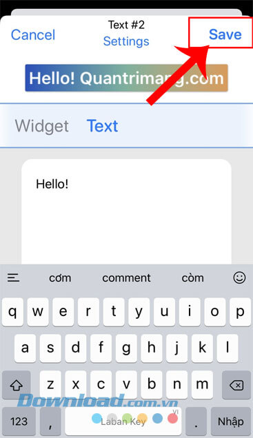 Chạm vào nút Save