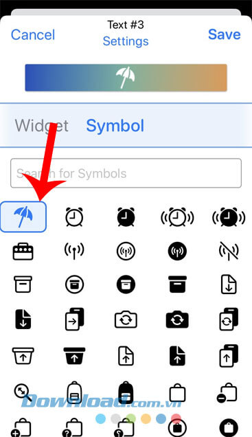 Chọn biểu tượng bất kỳ