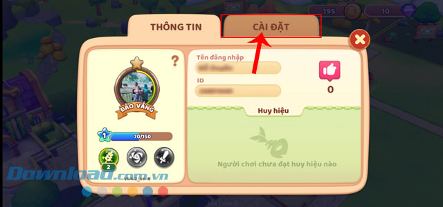 Ấn vào mục Cài đặt