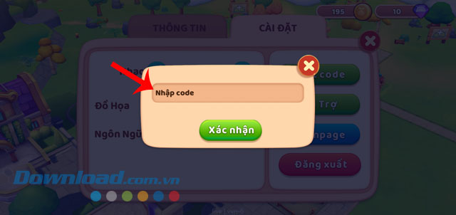 Nhập mã code