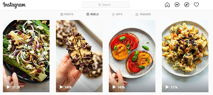 Một số Instagram Reels về chủ đề nấu ăn