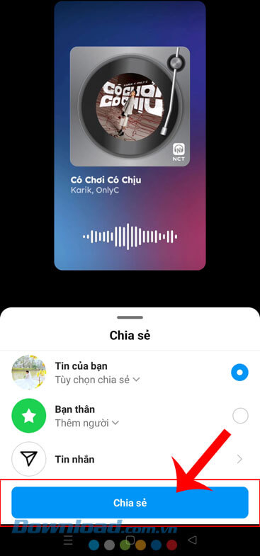 Chạm vào nút Chia sẻ