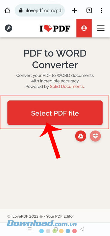 Ấn vào nút Select PDF file